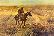 Charles M Russell The Wagon Boss oil on canvas
